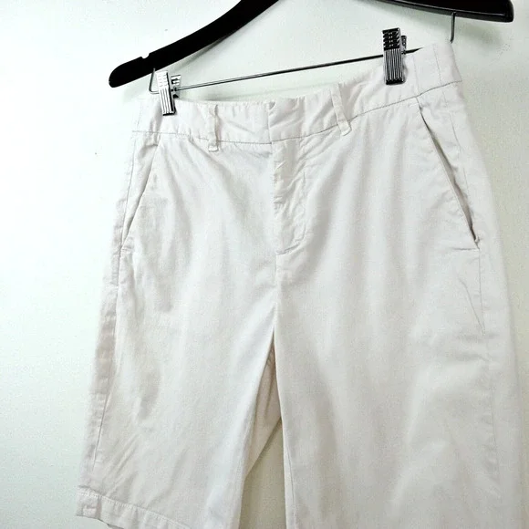 Nili Lotan Size 2 Granada Bermuda Shorts White Stretch Cotton Twill - Picture 3 of 9